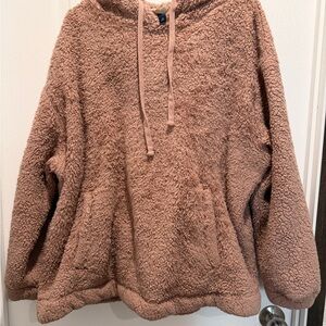 Universal Thread Teddy Sherpa Hoodie 2X Pink Cozy Pullover Hooded Sweatshirt